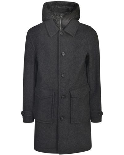 Woolrich Single-Breasted Coats - Black