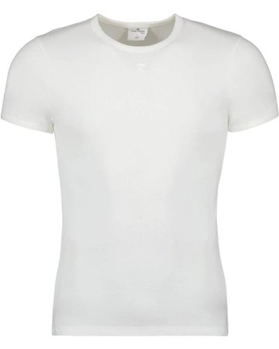 Courreges Kontrast-t-shirt mit besticktem logo - Weiß