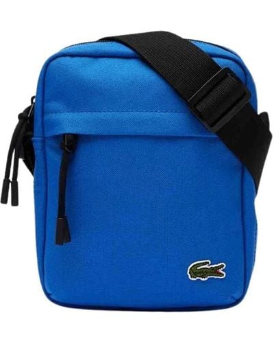 Lacoste Kompakte schultertasche mit reißverschluss, organisiert und modisch - Blau