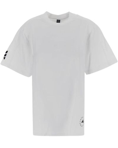 adidas By Stella McCartney Camiseta blanca con logo y mangas cortas - Gris