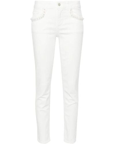 Liu Jo Perlen-detail slim cut denim jeans - Weiß