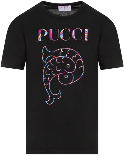 Emilio Pucci Schwarzes baumwoll-logo-t-shirt