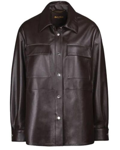 Moorer Elegant mid-length shirt jacket - Marrón