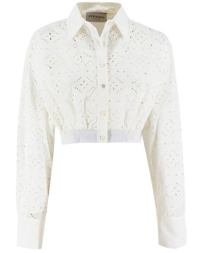 Ermanno Scervino Blusa de algodón blanco con detalles recortados