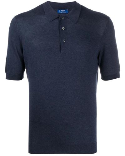Barba Napoli Luxuriöses seiden polo shirt hergestellt in italien - Blau