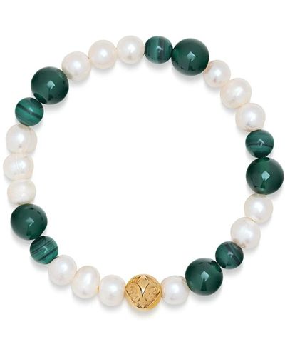 Nialaya `s wristband with pearls and malachite - Grün