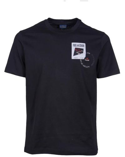 Paul & Shark Schwarzes crew-neck t-shirt mit logo