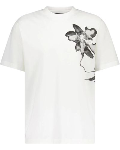 Y-3 T-shirt mit logo blumenmotiv - Weiß