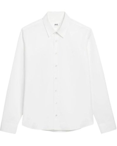 Ami Paris Tonale bestickte klassische hemd - Weiß