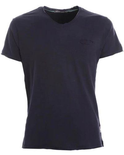 Yes-Zee Kurzarm v-ausschnitt tasche t-shirt - Blau