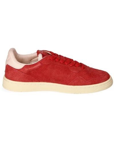 Autry Flacher wildleder-sneaker mit kontrastabsatz - Rot
