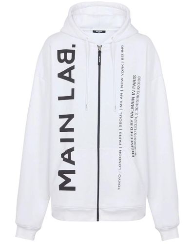 Balmain Sweatshirts & hoodies > zip-throughs - Blanc