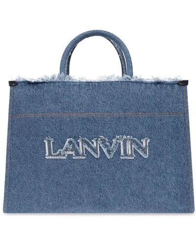 Lanvin Blaue denim tote tasche mit logo