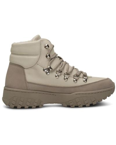 Woden Lace-Up Boots - Grey
