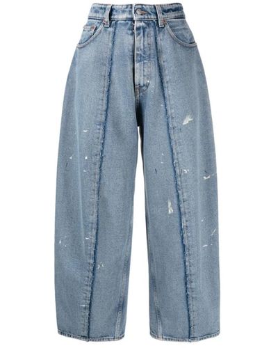 MM6 by Maison Martin Margiela Fringed oversized denim jeans - Blau