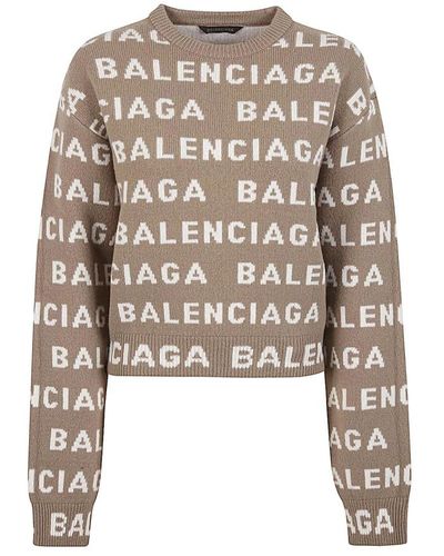 Balenciaga Round-Neck Knitwear - Natural