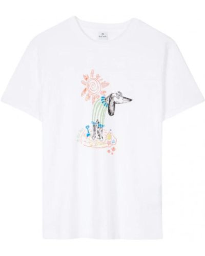 Paul Smith Algodón orgánico beach dog print camiseta - Blanco