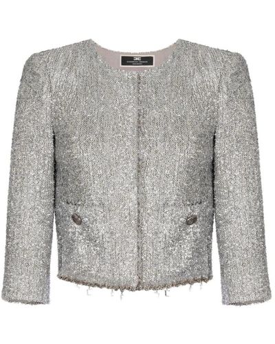 Elisabetta Franchi Tweed Jackets - Grey