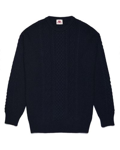 Kappa Collezione maglione in lana da uomo con intreccio irlandese - Blu