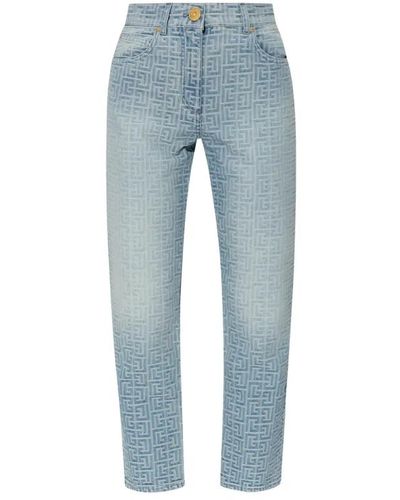 Balmain Jeans con monogramma - Blu