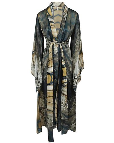 Mona Swims Seiden langer kimono multicolour kleid - Grün