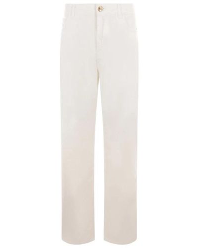 Etro Weiße wide leg jeans mit pegasus-knöpfen