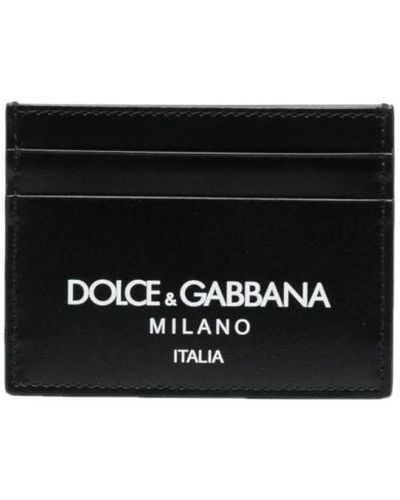 Dolce & Gabbana Portafogli neri con scritta pelle - Nero