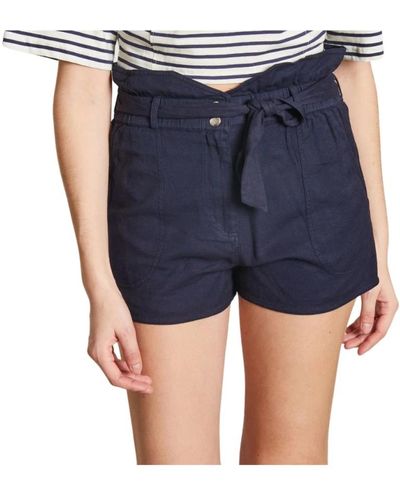 Ba&sh Shorts de algodón de talle alto - Azul
