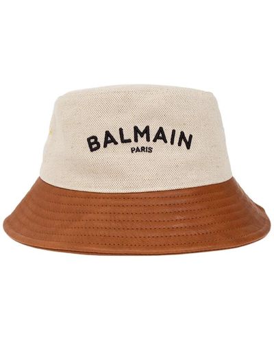 Balmain Bucket hat with logo - Marrone