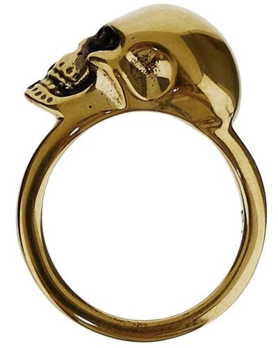 Alexander McQueen Side Skull Ring - Edgy und stilvoll - Mettallic