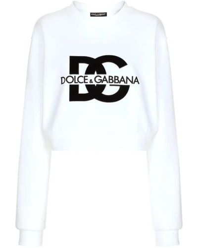 Dolce & Gabbana Sudadera cuello redondo blanco óptico