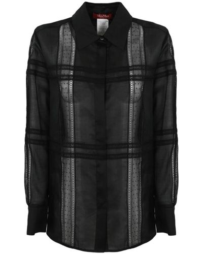 Max Mara Studio Camisa negra de ramio con diseño masculino - Negro