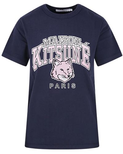 Maison Kitsuné T-shirt campus fox classic navy - Blu