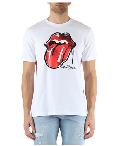 Antony Morato T-shirt regular fit in cotone stampa the rolling stones - Bianco