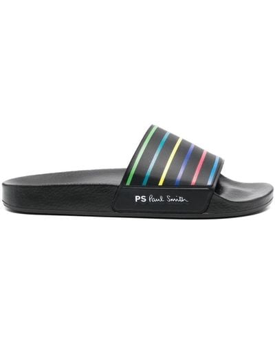 Paul Smith Sandalen mit regenbogenstreifen und logo - Schwarz