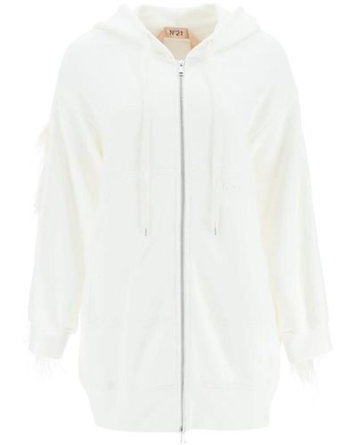N°21 Oversized hoodie mit federn - Weiß