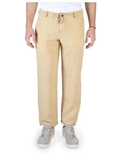 Armani Pantaloni in lino da uomo con bottoni e zip - Neutro
