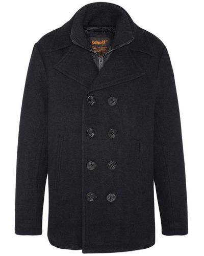 Schott Nyc Double-Breasted Coats - Blue
