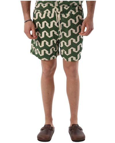Oas Bermuda shorts aus baumwolle mit kordelzug - Grün