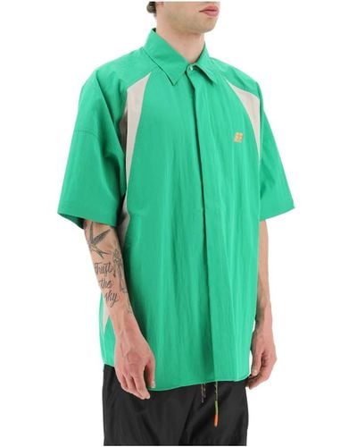 Ambush Zweifarbige oversize hemd mit logo patches - Grün