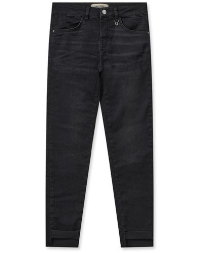 Mos Mosh Cool cropped jeans neri con bordo grezzo - Blu