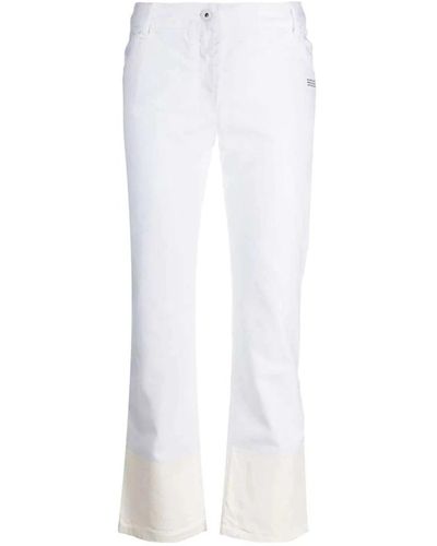 Off-White c/o Virgil Abloh Jeans in denim a vita media con orlo a contrasto - Bianco