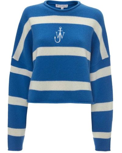 JW Anderson Wool-cashmere Striped Jumper - Blue