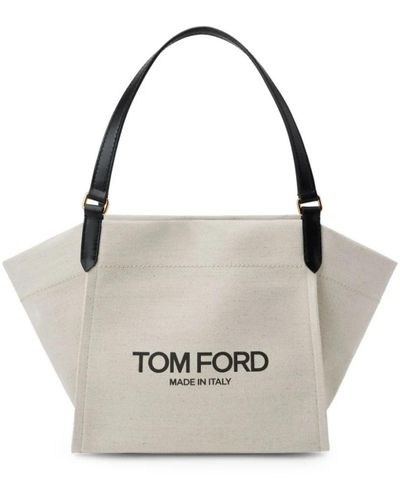 Tom Ford Canvas logo print schultertasche - Grau
