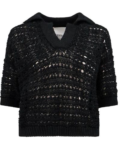 Erika Cavallini Semi Couture V-Neck Knitwear - Black
