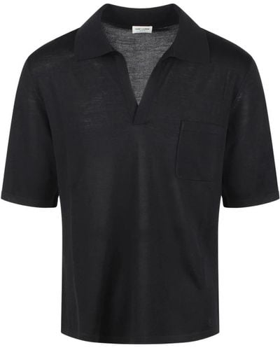 Saint Laurent Polo Shirts - Black