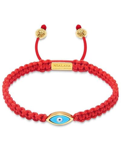 Nialaya String Bracelet with Evil Eye - Rot