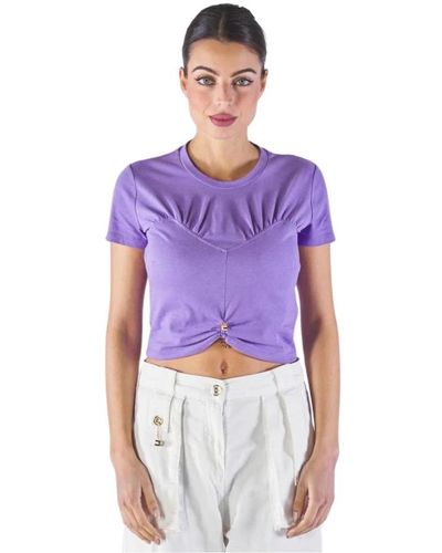 Elisabetta Franchi Kurzarm t-shirt,stylisches cropped top - Lila