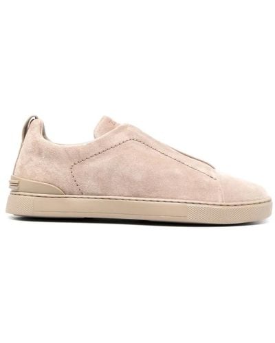 Zegna Suede triple stitch sneakers - Pink
