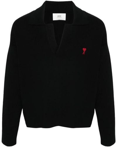 Ami Paris Polo Shirts - Black